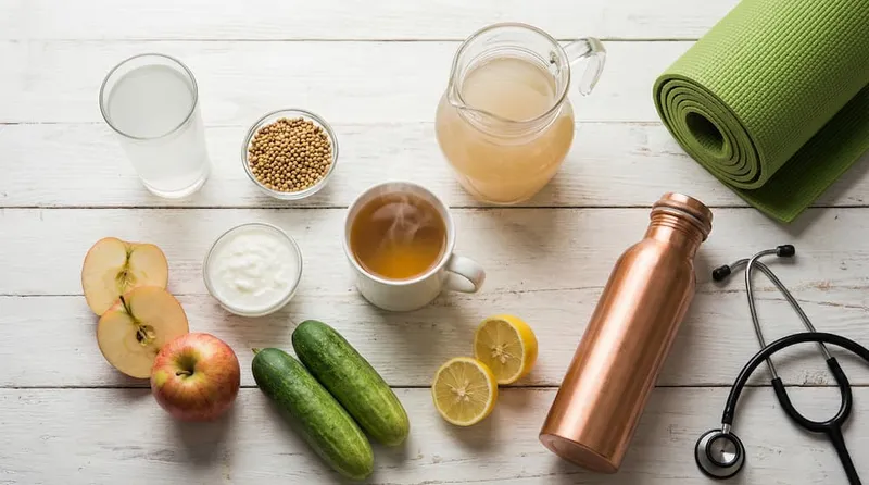 Best food for urine infection with hydrating fruits, cucumbers, buttermilk and herbal drinks displayed for natural UTI relief